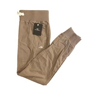 O'Neill Women's Brown Jogger Sweatpants Drawstring Waist Logo Detail, X-Small